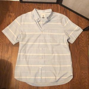 Blue and white striped button up